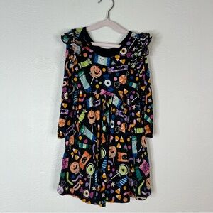 Play by Little Sleepies Girls Halloween Dress Ruffle Sleeve Pullover Black 4T